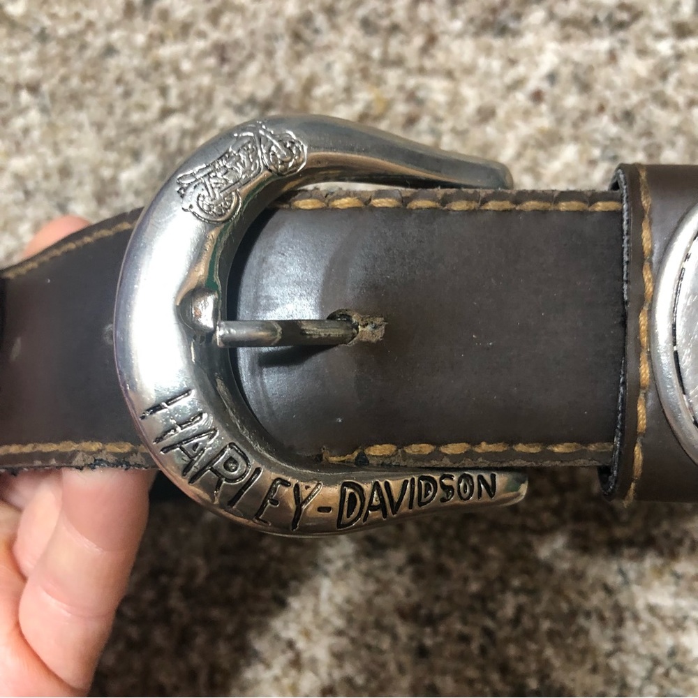 Brown Samuelson Harley Davidson 33” Brown Belt Wo… - image 4